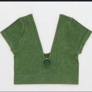 aerie seamless ribbed green crop